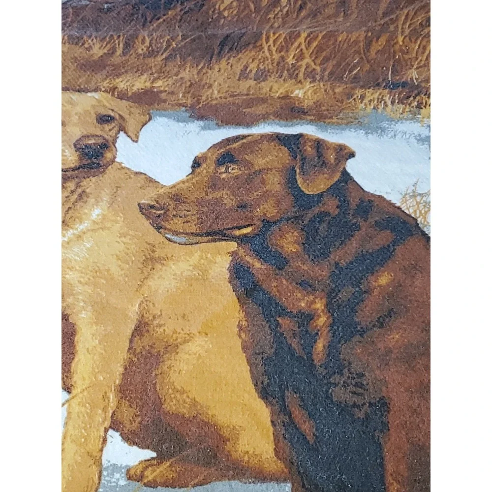 Vntg. 1980s Hunting Dogs‎ Blanket - Labs/Ducks/Wildlife/Polyester/Nostalgia/GenX